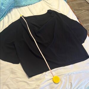 Drape neck, short-sleeve black blouse. Like New